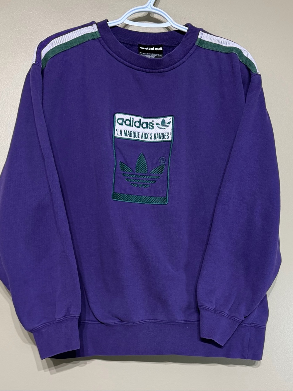 Vintage 90’s Adidas Trefoil Purple Crewneck Sweatshirt La Marque Aux 3 Bandes